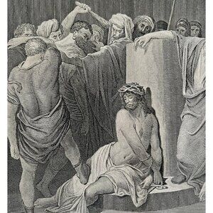 Jesus Scourged Steel Engraving 1872 Gustave Dore Victorian Religious Art DWAA6
